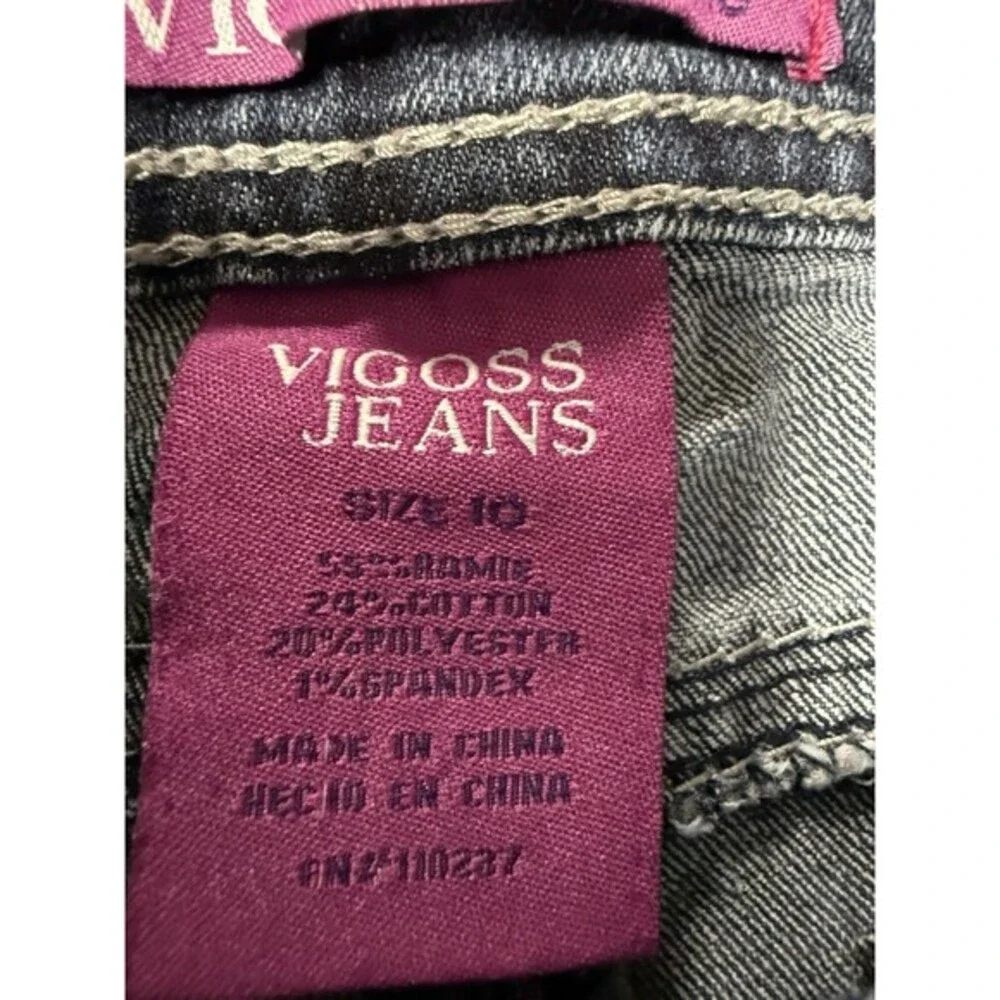 Vigoss denim Jeans decorative stitching Girls‎ Size 10 Blue Sequence Pockets
